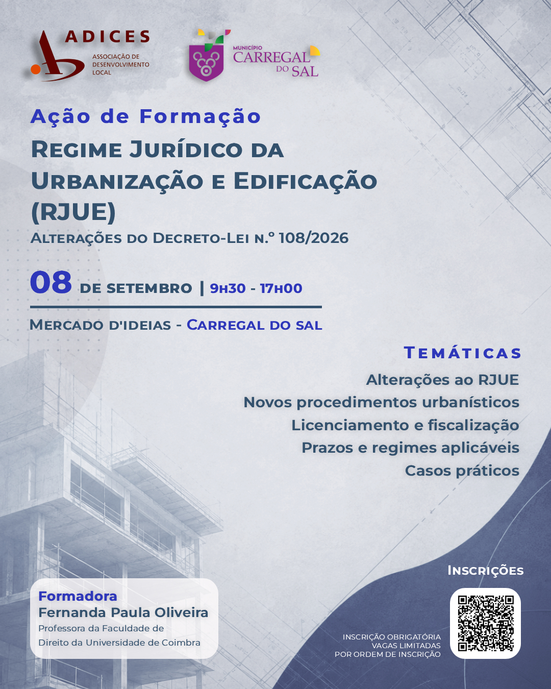 Ação de Formação: Regime Jurídico da Urbanização e Edificação (RJUE) – Alterações do Decreto-Lei n.º 108/2026